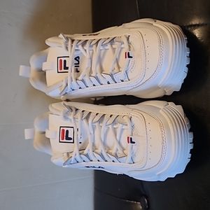 Fila white tennis shoes, like new only worn 3 or 4 times.